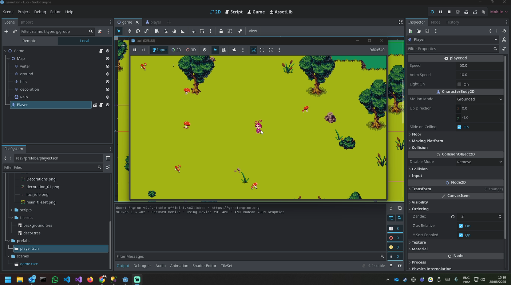 O progresso do projeto